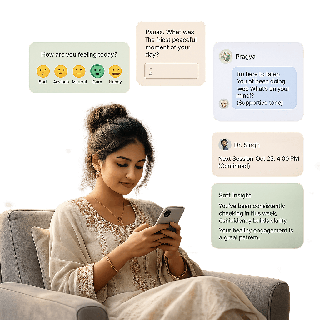 Student using mental healthcare platform